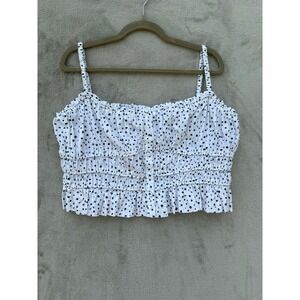 J. Crew Smocked Peplum Crop Top Large Cami Tank Cotton Cottagecore Boho Dainty